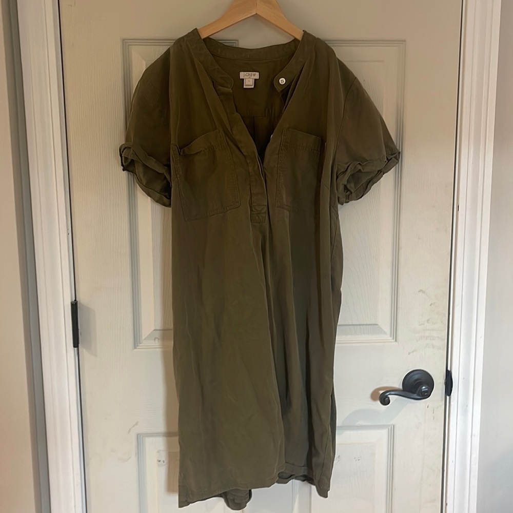 Jcrew army green shirt dress size Large